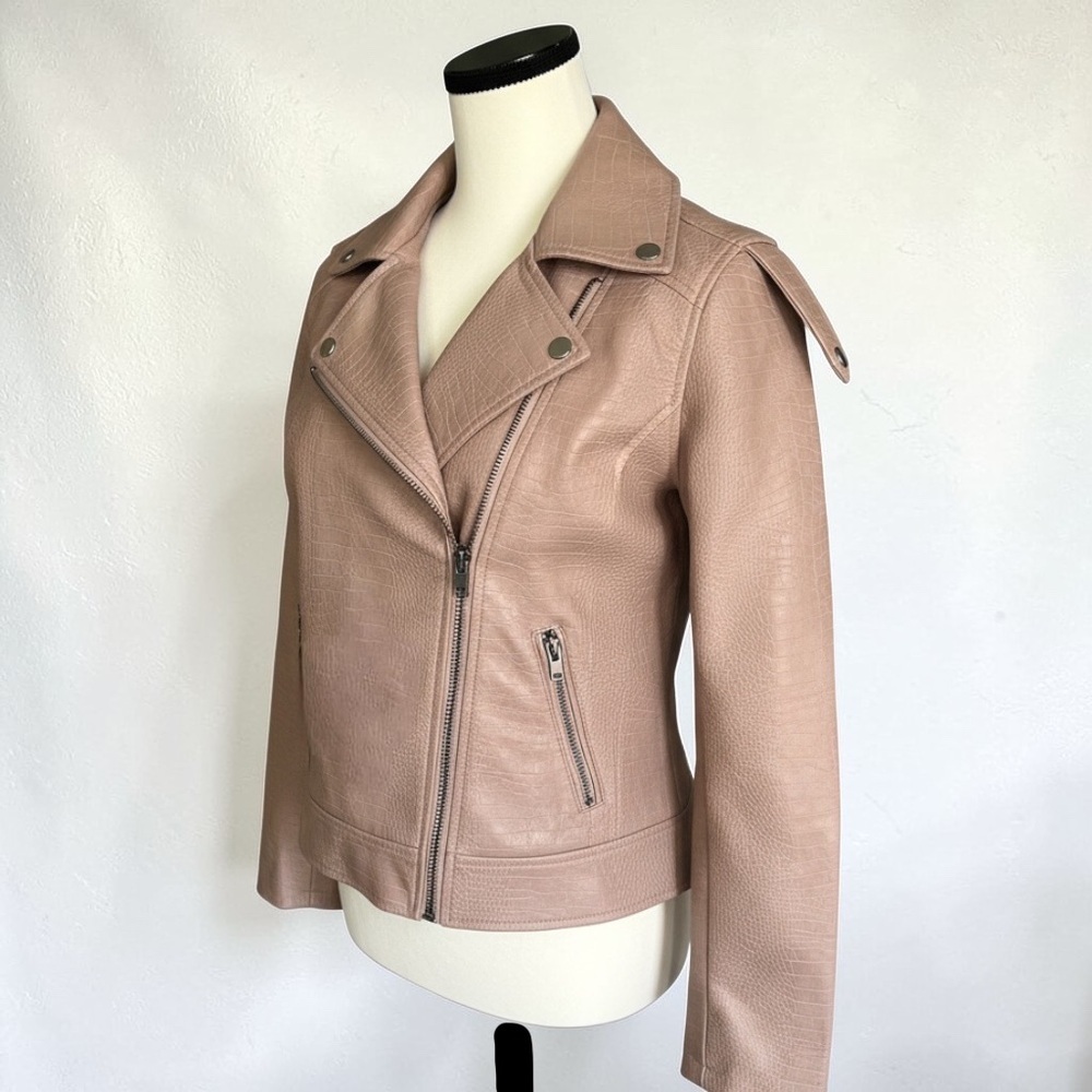 B.B Dakota Taupe Vegan Leather Moto Jacket - Size Small - NEW - Picture 6 of 10